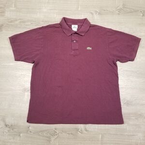 LACOSTE Mens Polo Shirt Short Sleeve Size 6 XL Maroon Burgundy Cotton